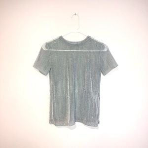 Zara Trafaluc Sheer Metallic Blue/Silver Top NWOT